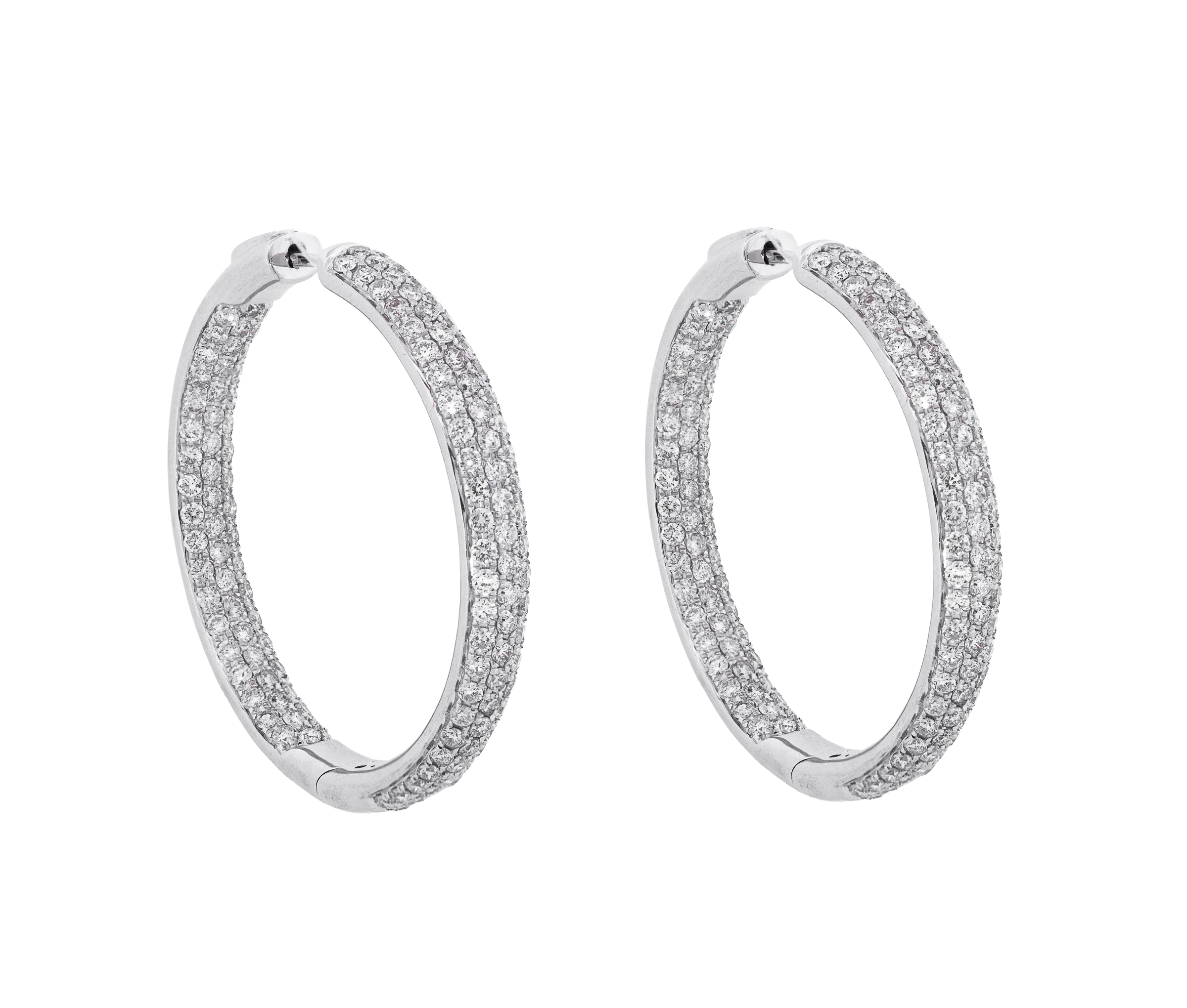 14K White Gold 4.82ct Diamond Hoop Earrings - Image 2