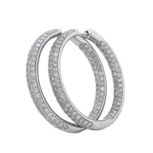 14K White Gold 4.82ct Diamond Hoop Earrings
