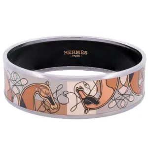 Hermes Emaile Gm Coup De Fouet Enamel Silver Bracelet