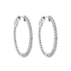 14K Diamond Hoop Earrings .85ct