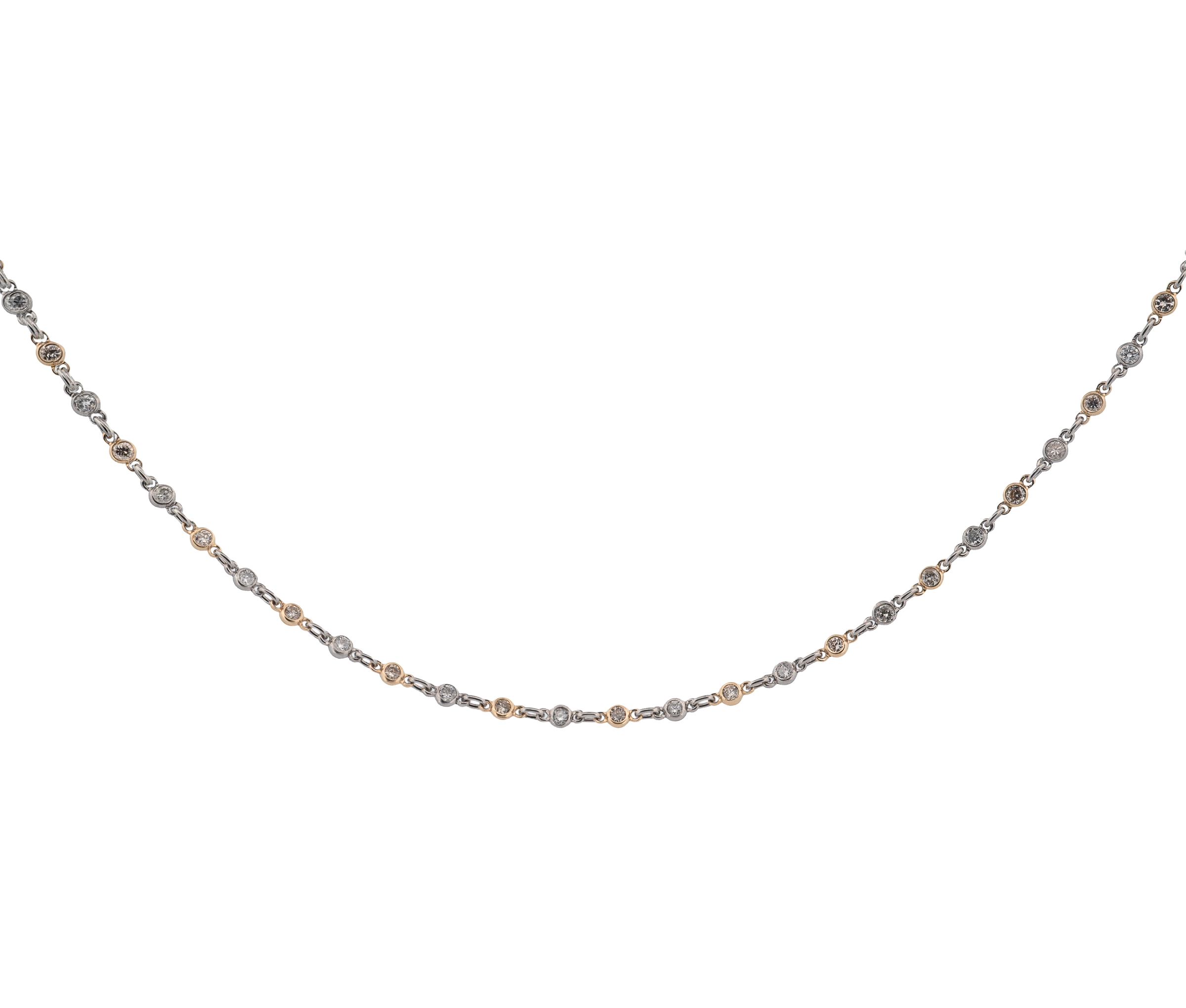 Platinum and Gold 1.60cttw Diamonds By The Yard Necklace - Image 5