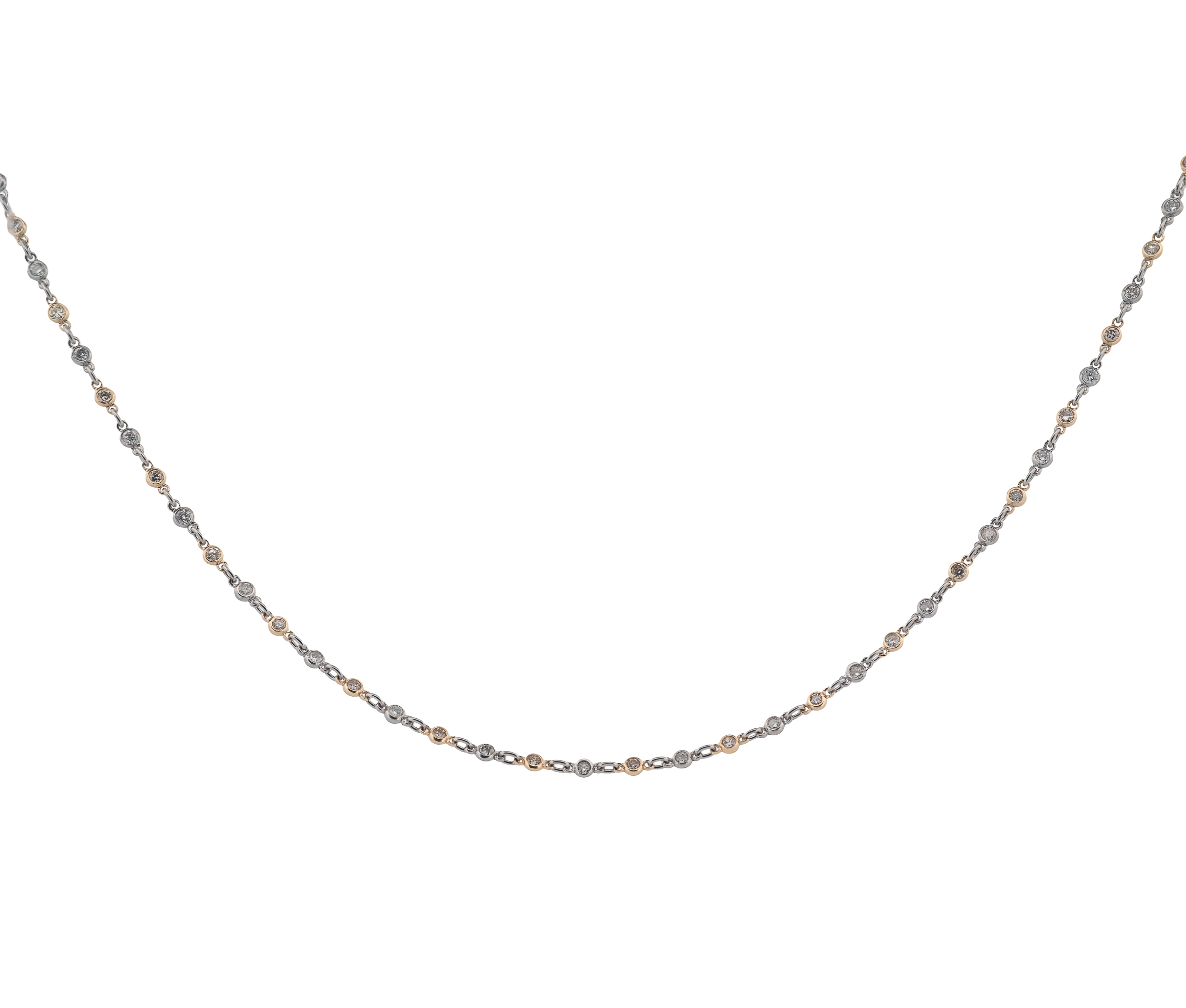Platinum and Gold 1.60cttw Diamonds By The Yard Necklace - Image 3