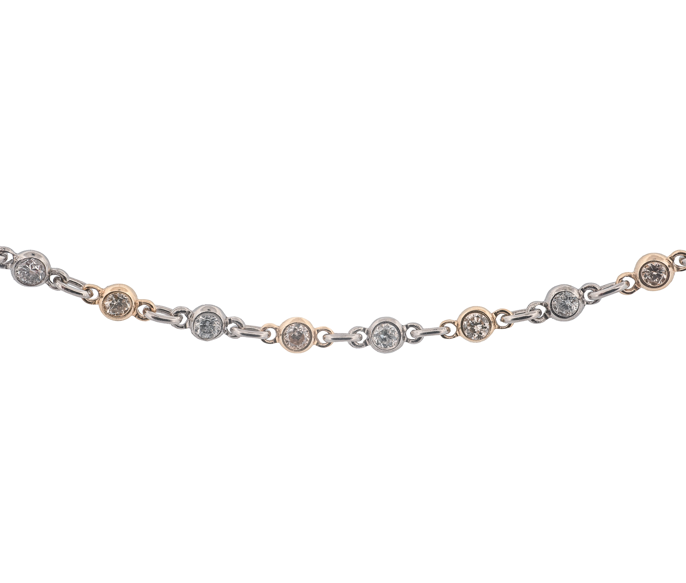 Platinum and Gold 1.60cttw Diamonds By The Yard Necklace - Image 2