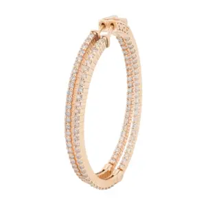 14K Yellow Gold 2.28cttw. Diamond Hoop Earrings