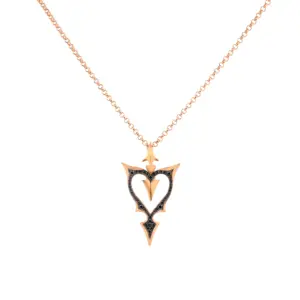 Kristen Farrell Black Diamond Rose Gold Pendant Necklace in 18K Rose Gold