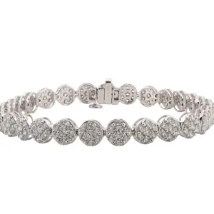14K White Gold Diamond Cluster Tennis Bracelet