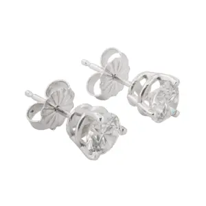 Round Brilliant 1.25 CTW G I1 H I1 GIA Diamond Studs 14K White Gold