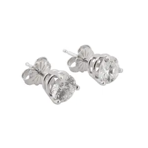 Round Brilliant 1.46 CTW G I1 E I1 GIA Diamond Studs 14K White Gold