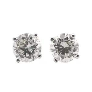 Round Brilliant 1.97 CTW I I1 J SI1 GIA Diamond Studs 14K White Gold