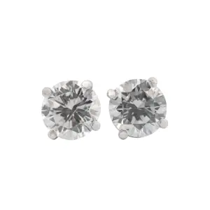 14K White Gold 1.55 CTW Round Brilliant E I1 E SI1 GIA Diamond Studs