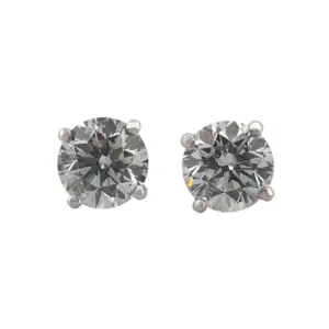 14K White Gold 2.07 CTW Round Brilliant H I1 G I1 GIA Diamond Studs