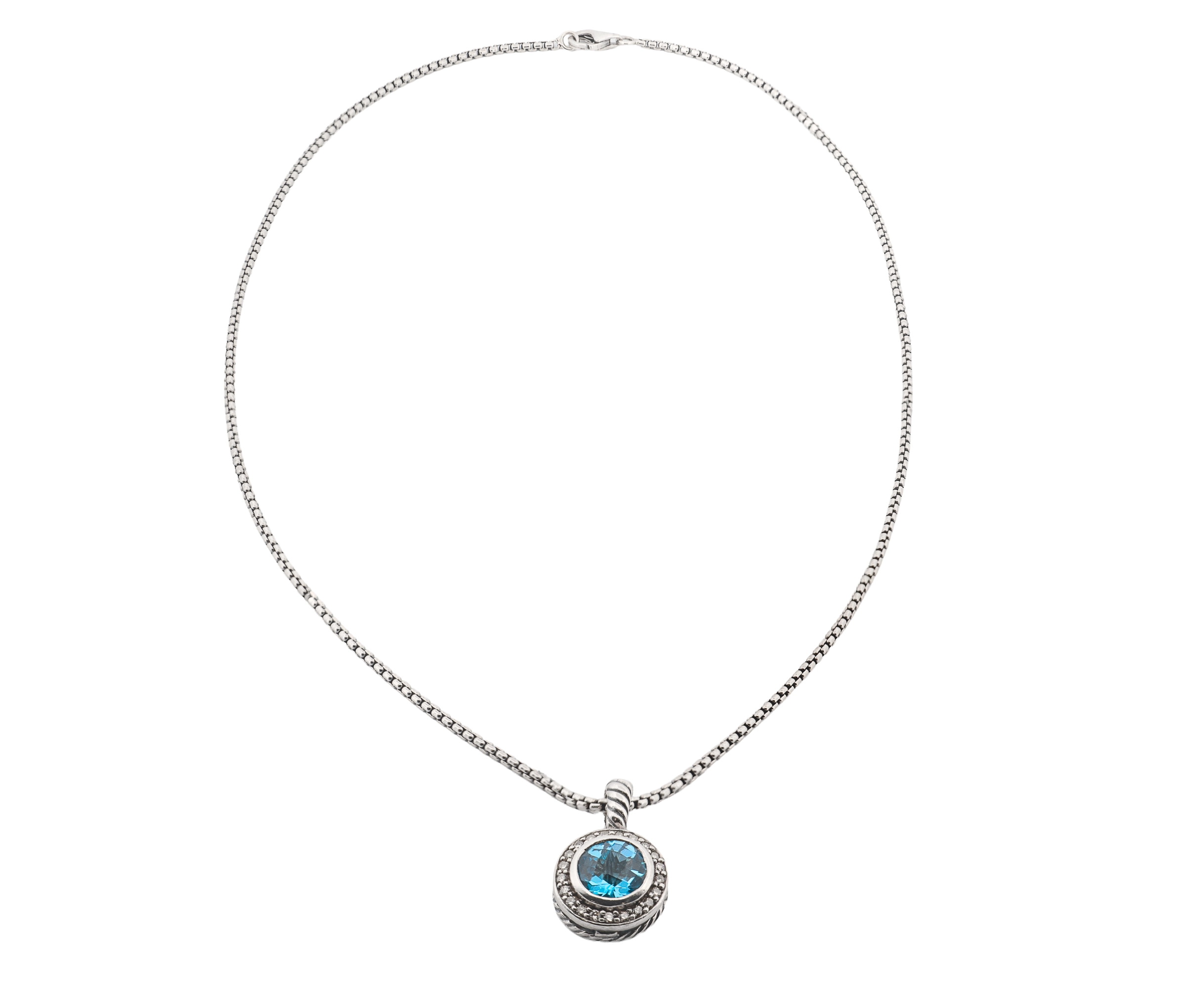 David Yurman Cerise Albion Topaz and Diamond Necklace in Sterling Silver - Image 2