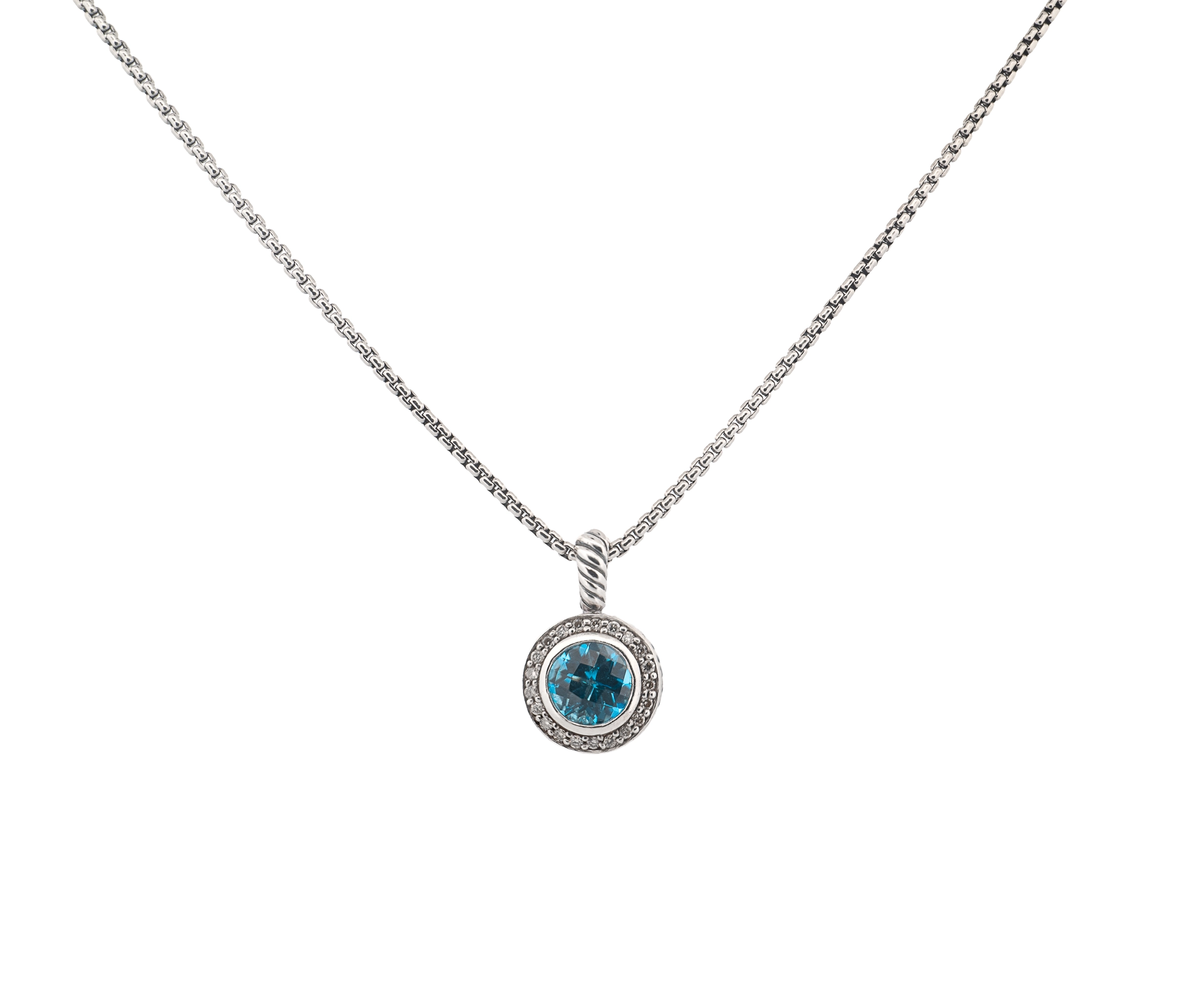 David Yurman Cerise Albion Topaz and Diamond Necklace in Sterling Silver