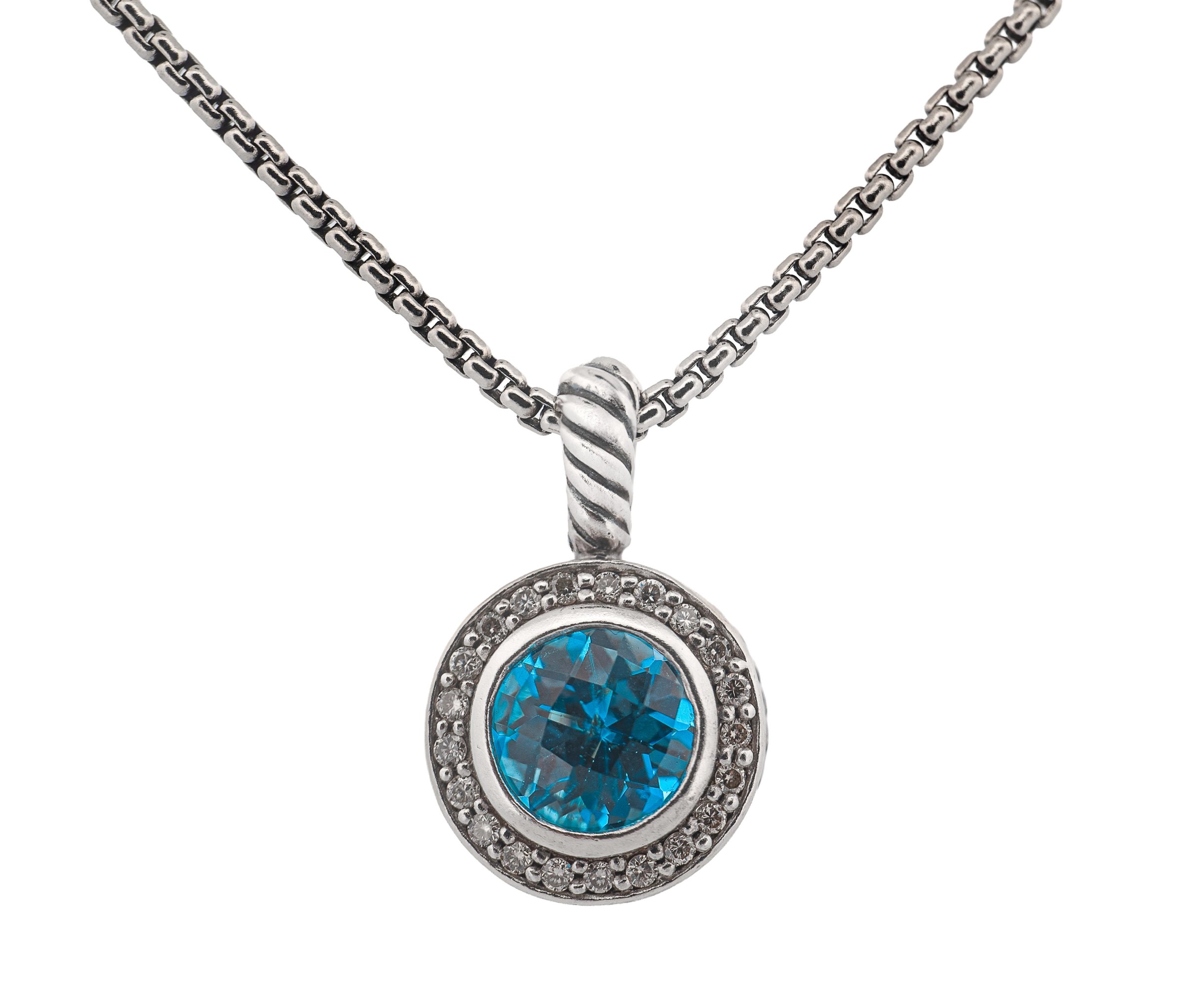 David Yurman Cerise Albion Topaz and Diamond Necklace in Sterling Silver - Image 3