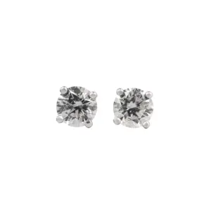 14K White Gold 0.95 CTW Round Brilliant F I1 D I1 GIA Diamond Studs