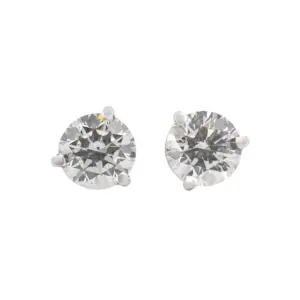14K White Gold 1.13 CTW Round Brilliant H I2 J I2 GIA Diamond Studs