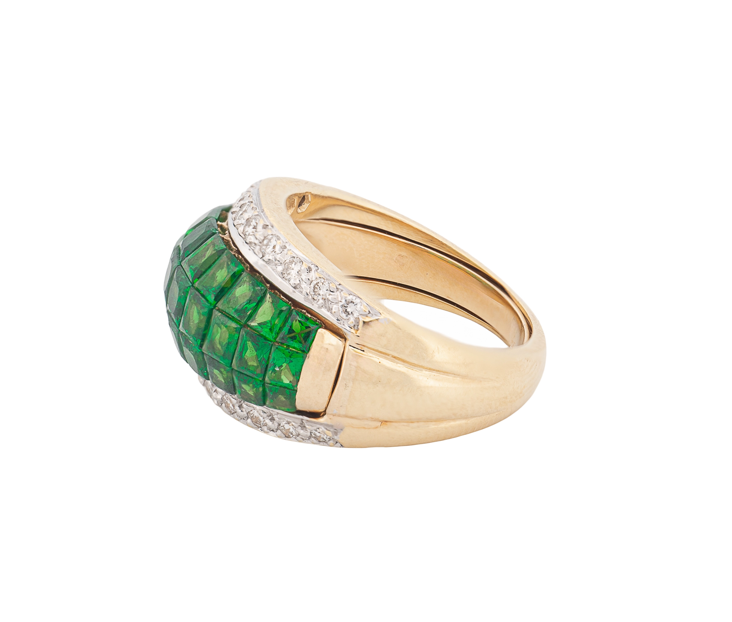 14K Yellow Gold Tsavorite Garnet & Diamond Ring - Image 2