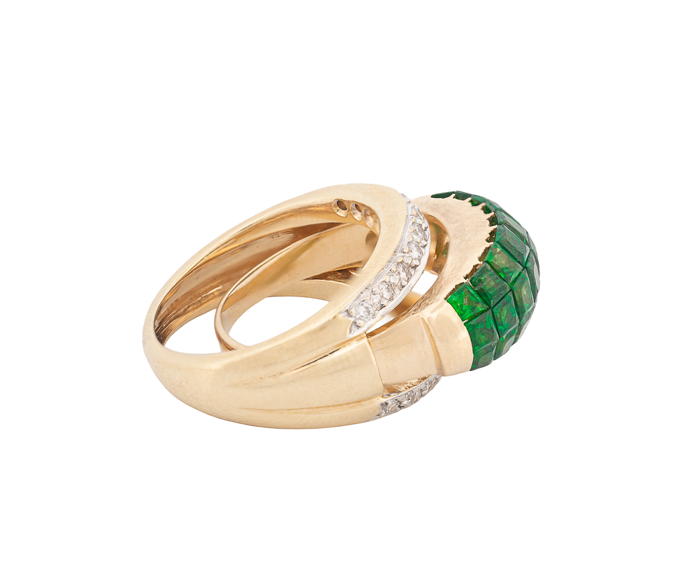14K Yellow Gold Tsavorite Garnet & Diamond Ring - Image 3