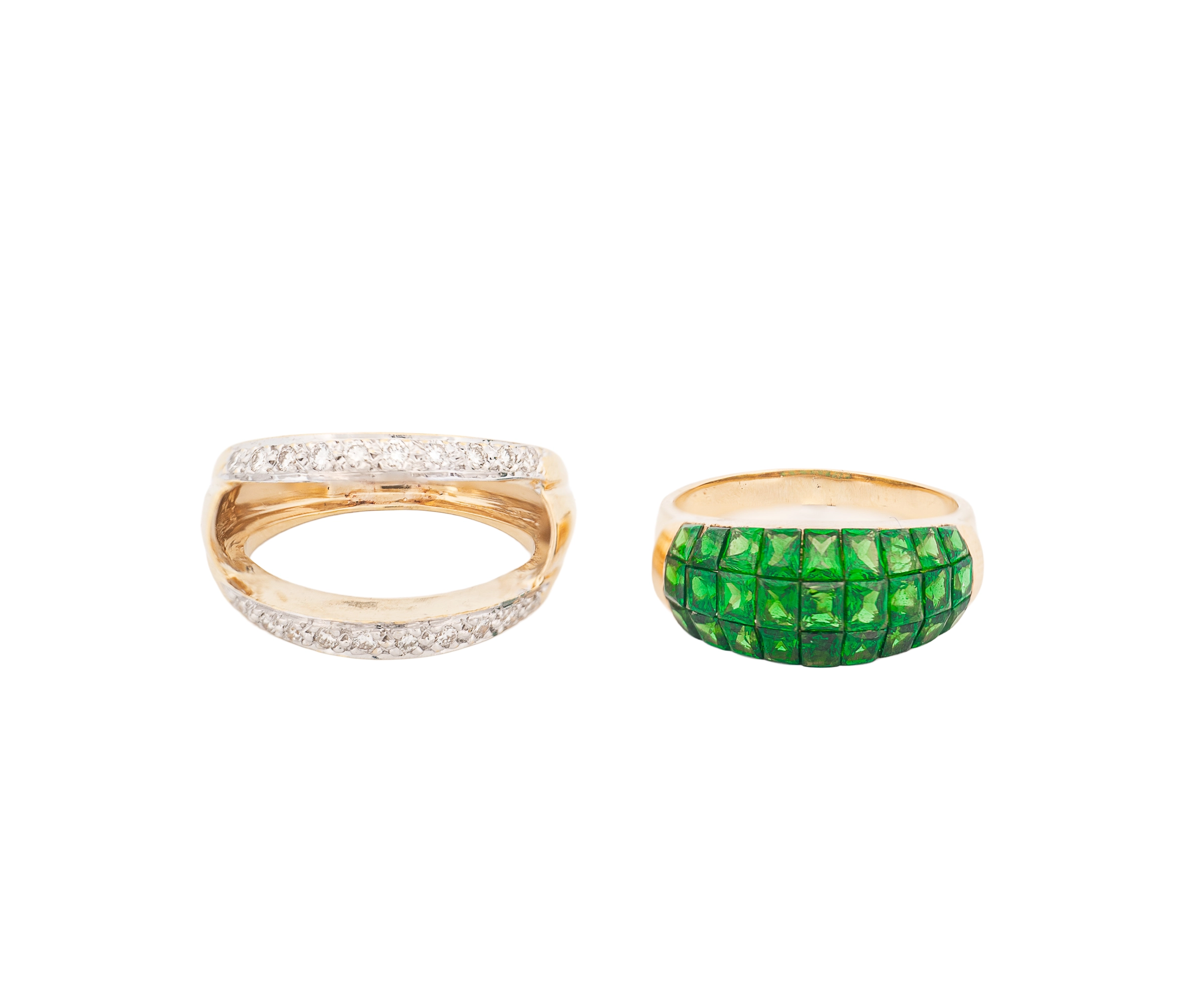 14K Yellow Gold Tsavorite Garnet & Diamond Ring - Image 4