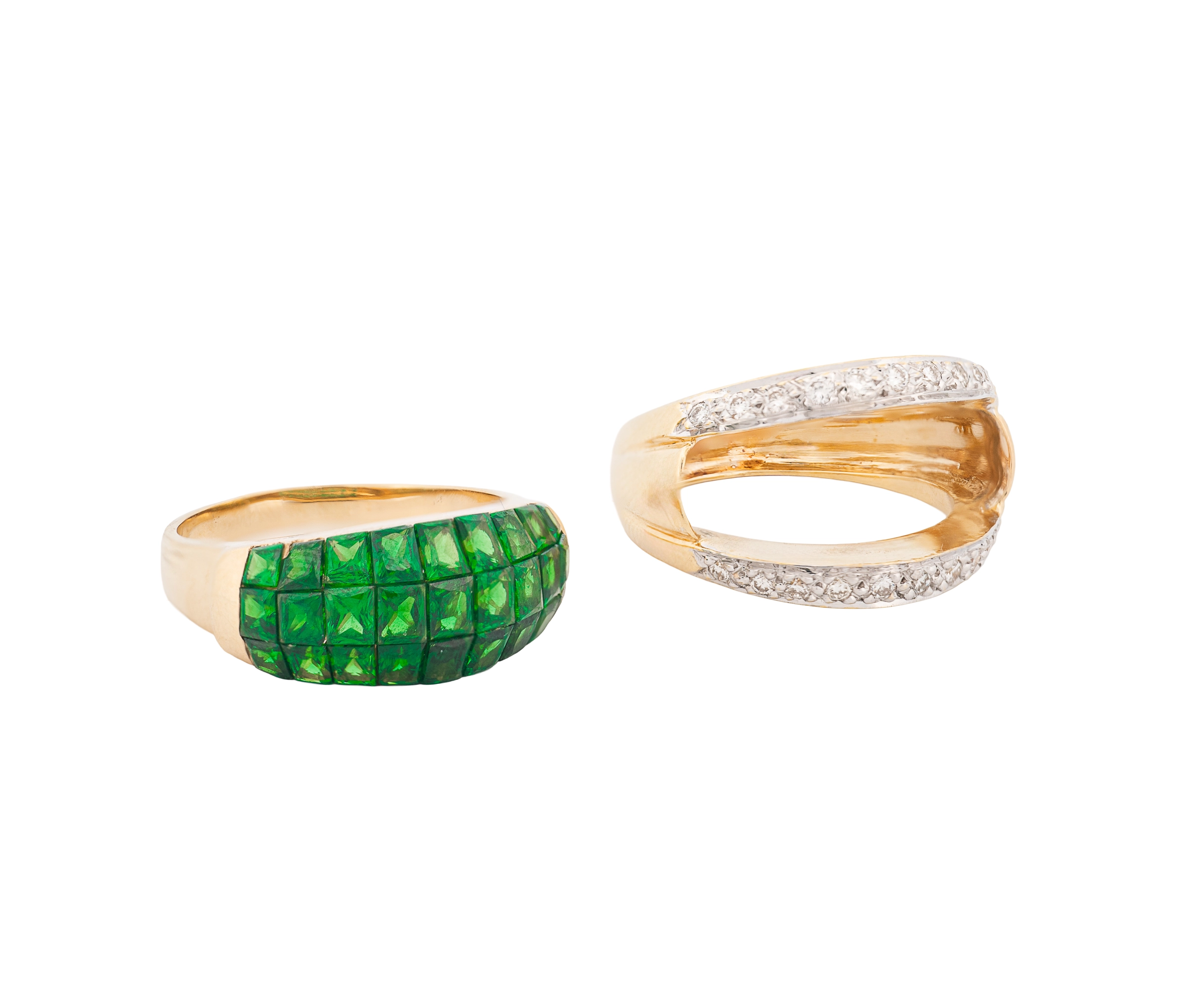 14K Yellow Gold Tsavorite Garnet & Diamond Ring - Image 5