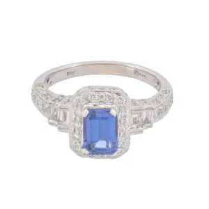 18K White Gold Tanzanite & Diamond Cocktail Ring