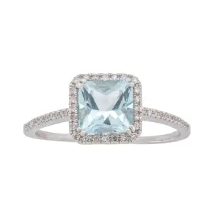 Gemstone 10K 1.60 CTW Princess Aquamarines