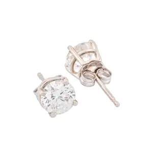 Round Modified Brilliant 1.41 CTW H SI1 I SI2 GIA Diamond Studs 14K White Gold