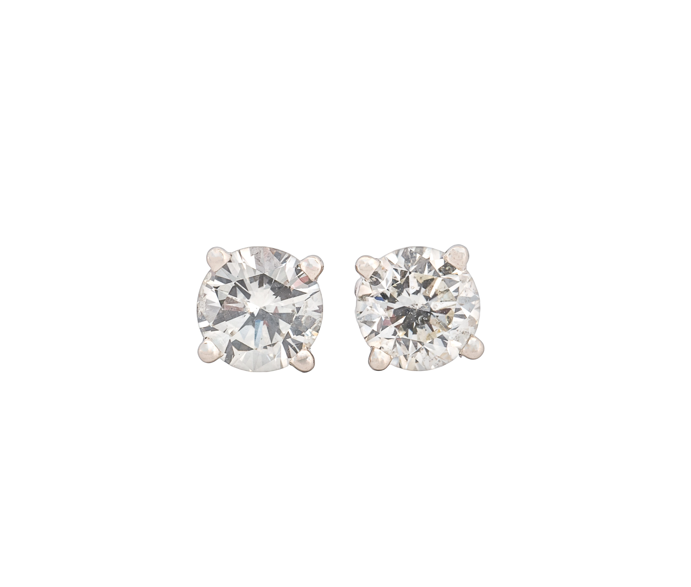 Round Brilliant 1.78 CTW L I1 K I1 GIA Diamond Studs 14K White Gold - Image 4