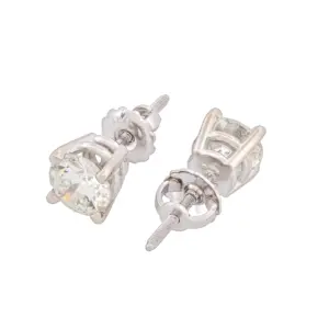 Round Brilliant 1.78 CTW L I1 K I1 GIA Diamond Studs 14K White Gold