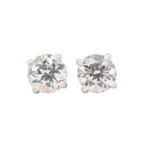 Round Brilliant 2.17 CTW K I2 M I1 GIA Diamond Studs 14K White Gold