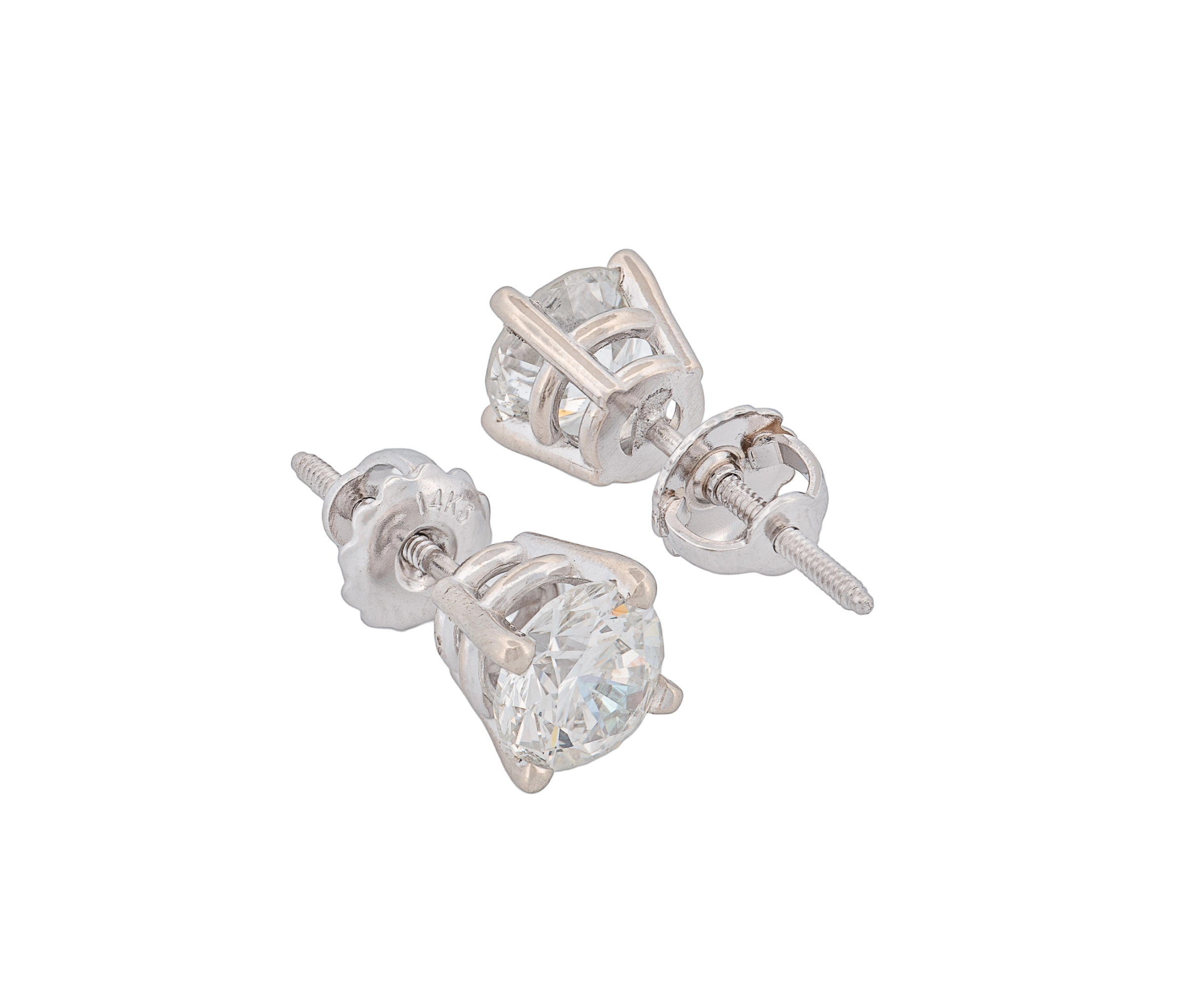 Round Brilliant 2.02 CTW H SI2 I I1 GIA Diamond Studs 14K White Gold - Image 2