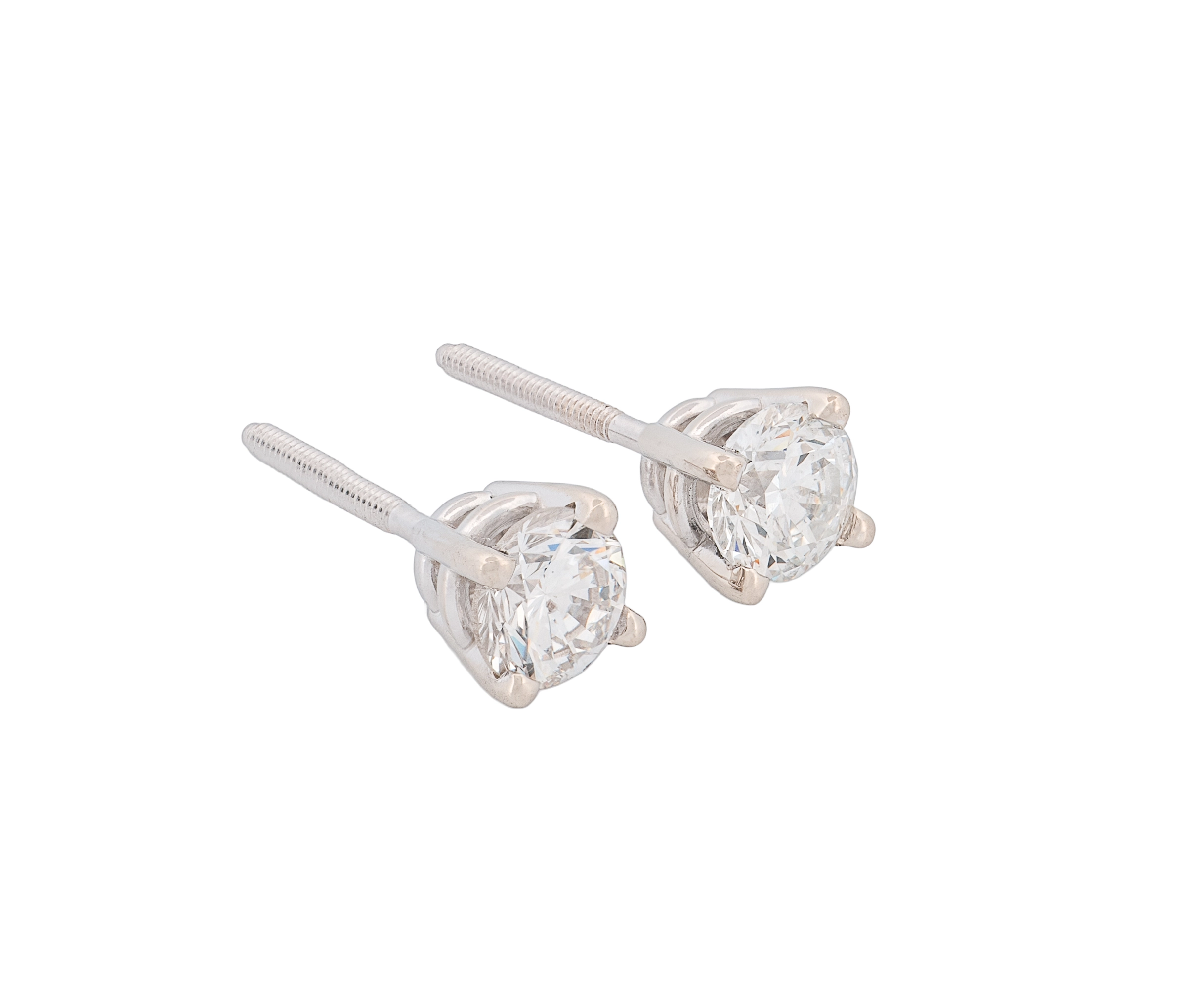 Round Brilliant 0.92 CTW G I2 G I1 GIA Diamond Studs 14K White Gold - Image 3