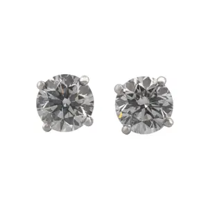 Round Brilliant 1.60 CTW F SI1 F SI2 GIA Diamond Studs 14K White Gold