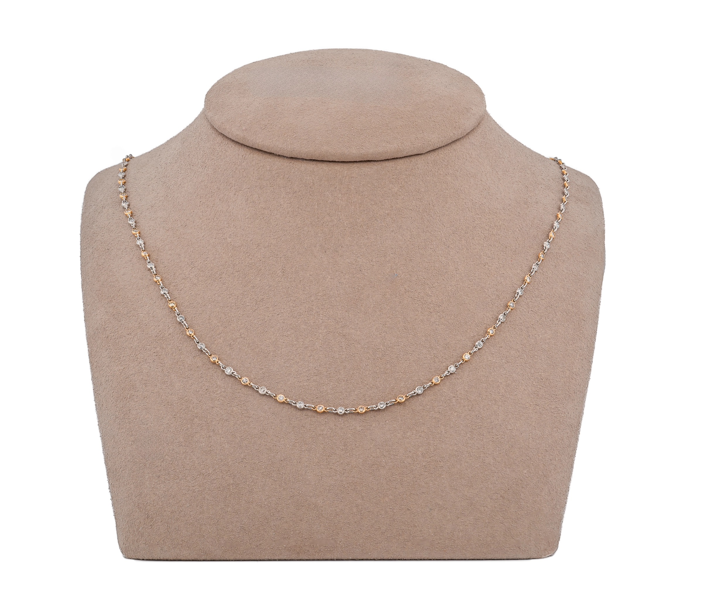 Platinum and Gold 1.60cttw Diamonds By The Yard Necklace