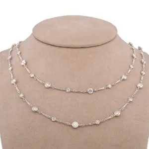 Platinum 8.89cttw. Diamonds By The Yard Necklace