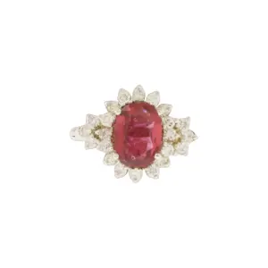 14K White Gold 2.03Ct Natural Ruby & 0.67Ct Diamond Ring With Adjustable Shank