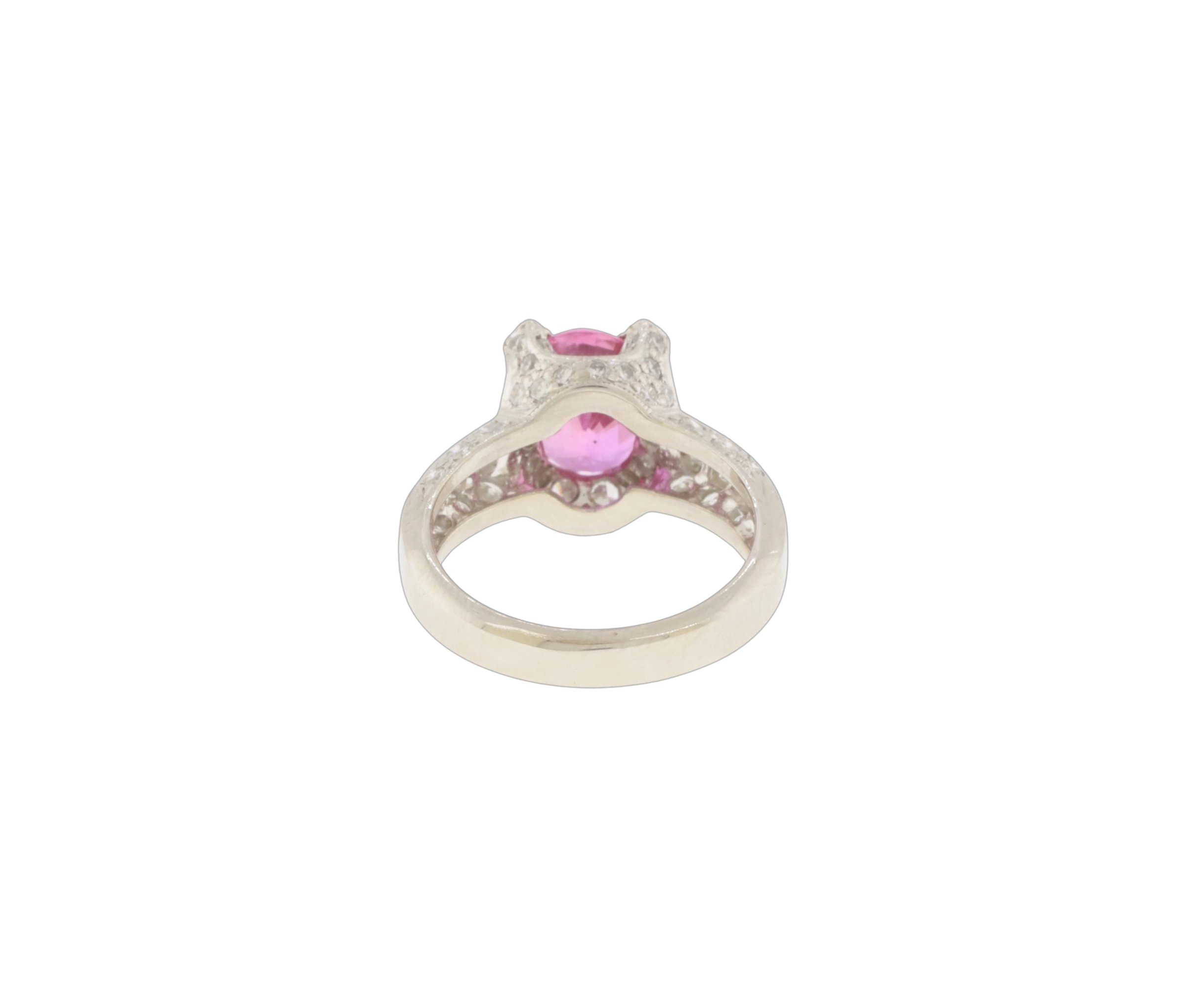 Jye's Platinum 3.26ct Natural Pink Sapphire & 0.91 CTW Diamond Pave Ring - Image 3