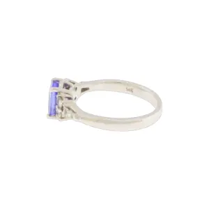 14K White Gold 1.23Ct Tanzanite & 0.30Ct Diamond Ring