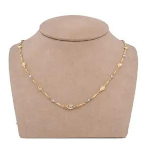 18K Yellow Gold 6.20 CTW Marquise and Round Diamonds By The Yard Necklace