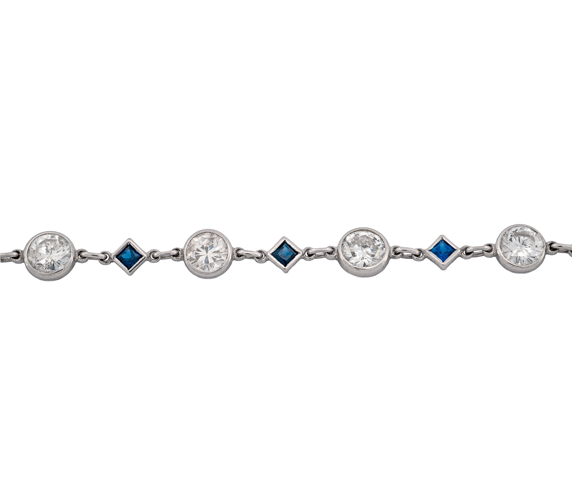Platinum Diamonds By The Yard Necklace ( 8.76Ct Round Diamond & Square Sapphire) - Image 3