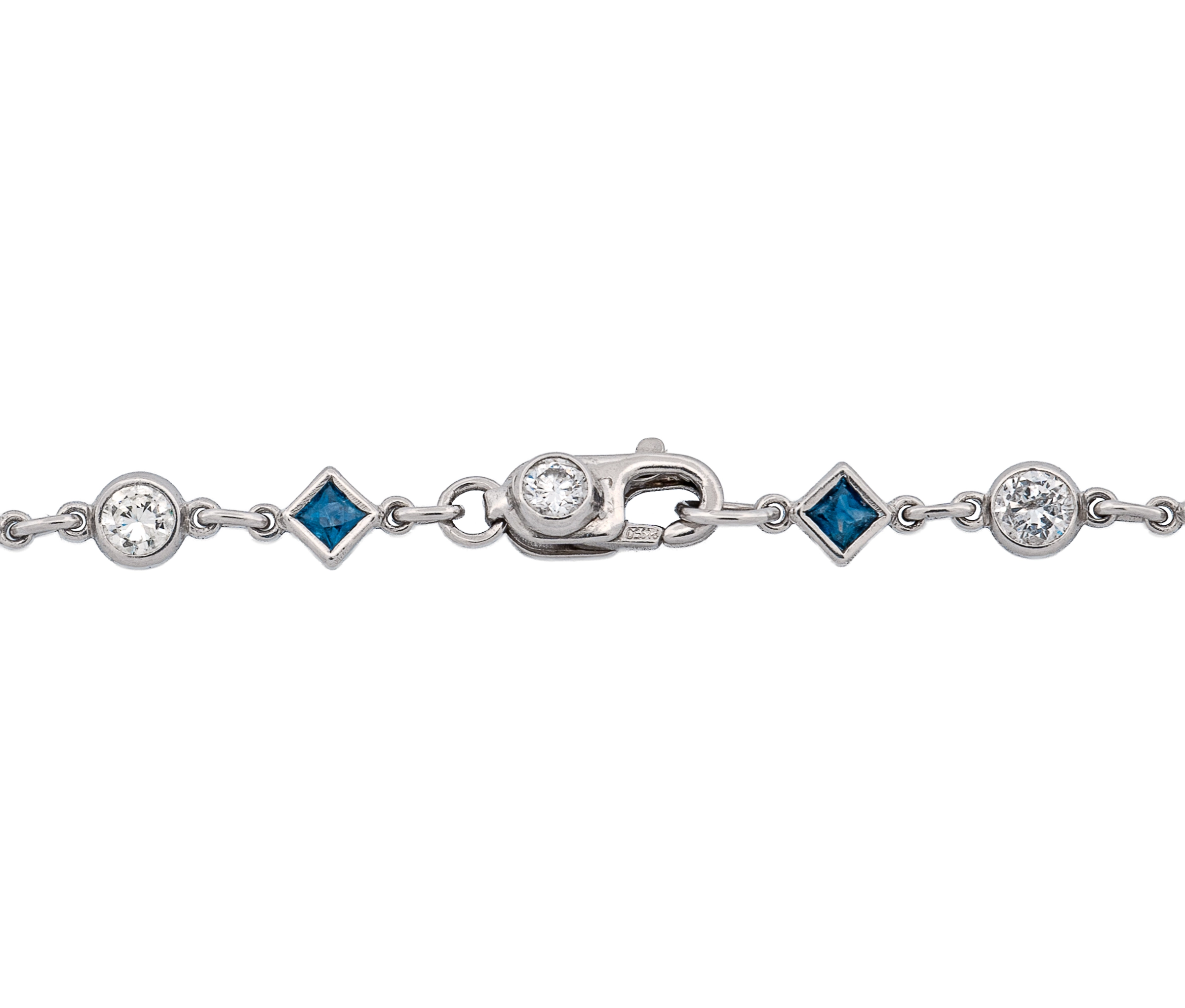 Platinum Diamonds By The Yard Necklace ( 8.76Ct Round Diamond & Square Sapphire) - Image 5