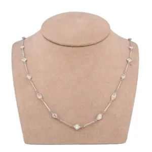 Platinum Diamonds By The Yard Necklace (9.01 CTW  Marquise and Princess Cut)