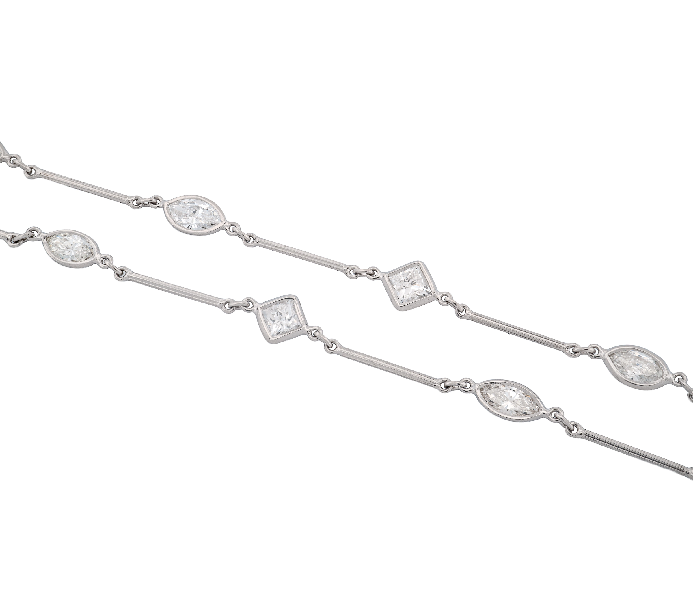 Platinum Diamonds By The Yard Necklace (9.01 CTW Marquise and Princess Cut) - Image 2