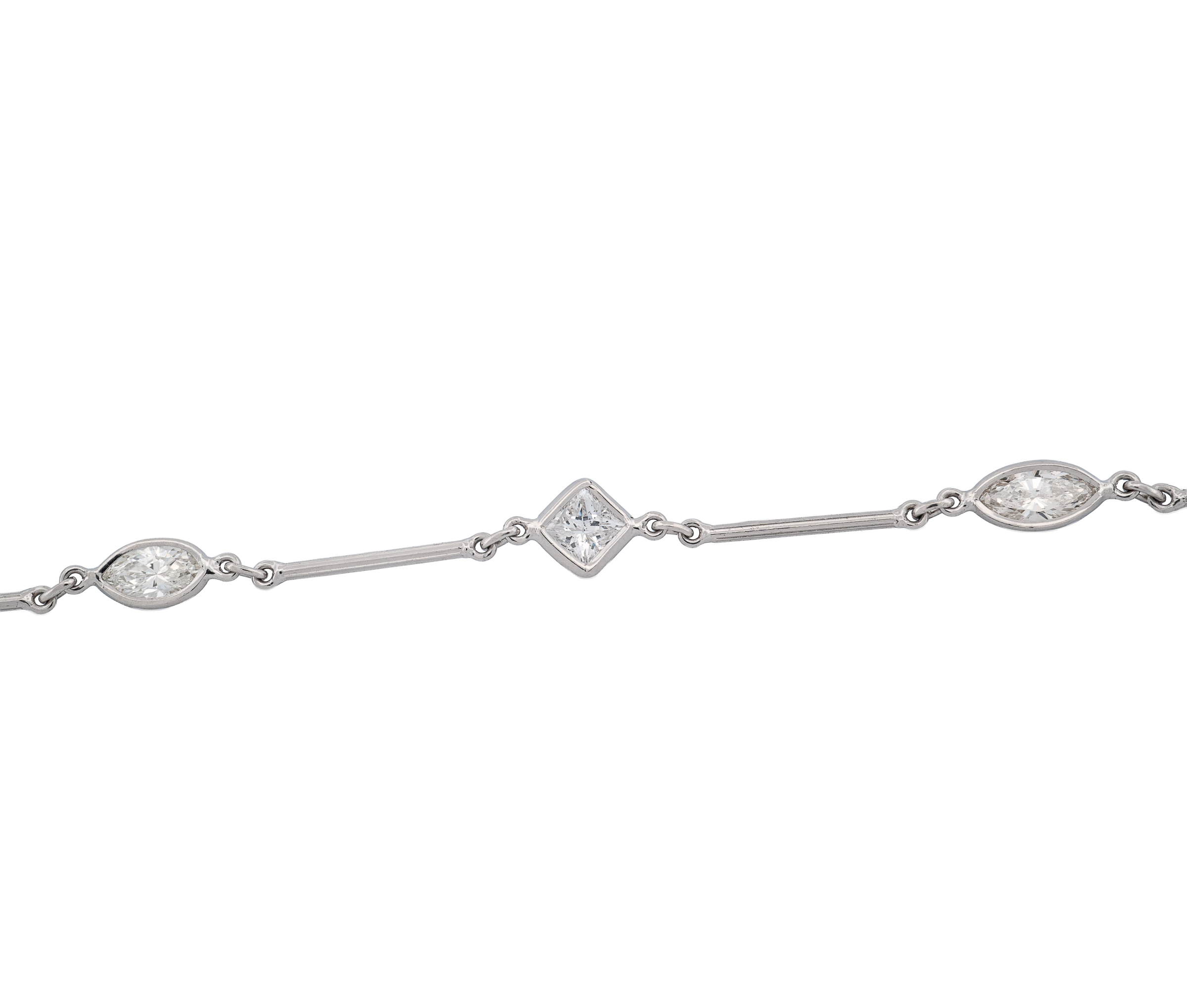 Platinum Diamonds By The Yard Necklace (9.01 CTW Marquise and Princess Cut) - Image 3