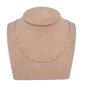 Platinum 1.28 CTW Round Diamond and Pink Sapphire Diamonds By The Yard Necklace
