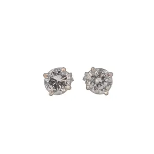 14K White Gold Diamond Studs (Round Brilliant 0.89 CTW I I2 J I1 GIA)