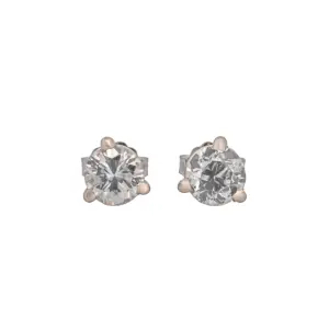 14K White Gold Round Brilliant 1.47 CTW G I1 G I2 GIA Diamond Studs