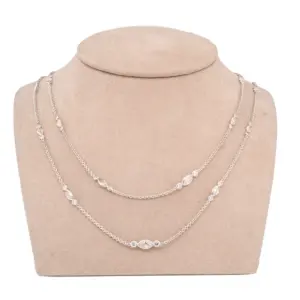 18K White Gold Diamonds By The Yard Necklace (6.0 CTW Marquise and Round Dia.)