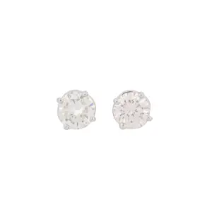 Round Brilliant 1.68 CTW L SI1 N I1 GIA Diamond Studs Platinum Platinum