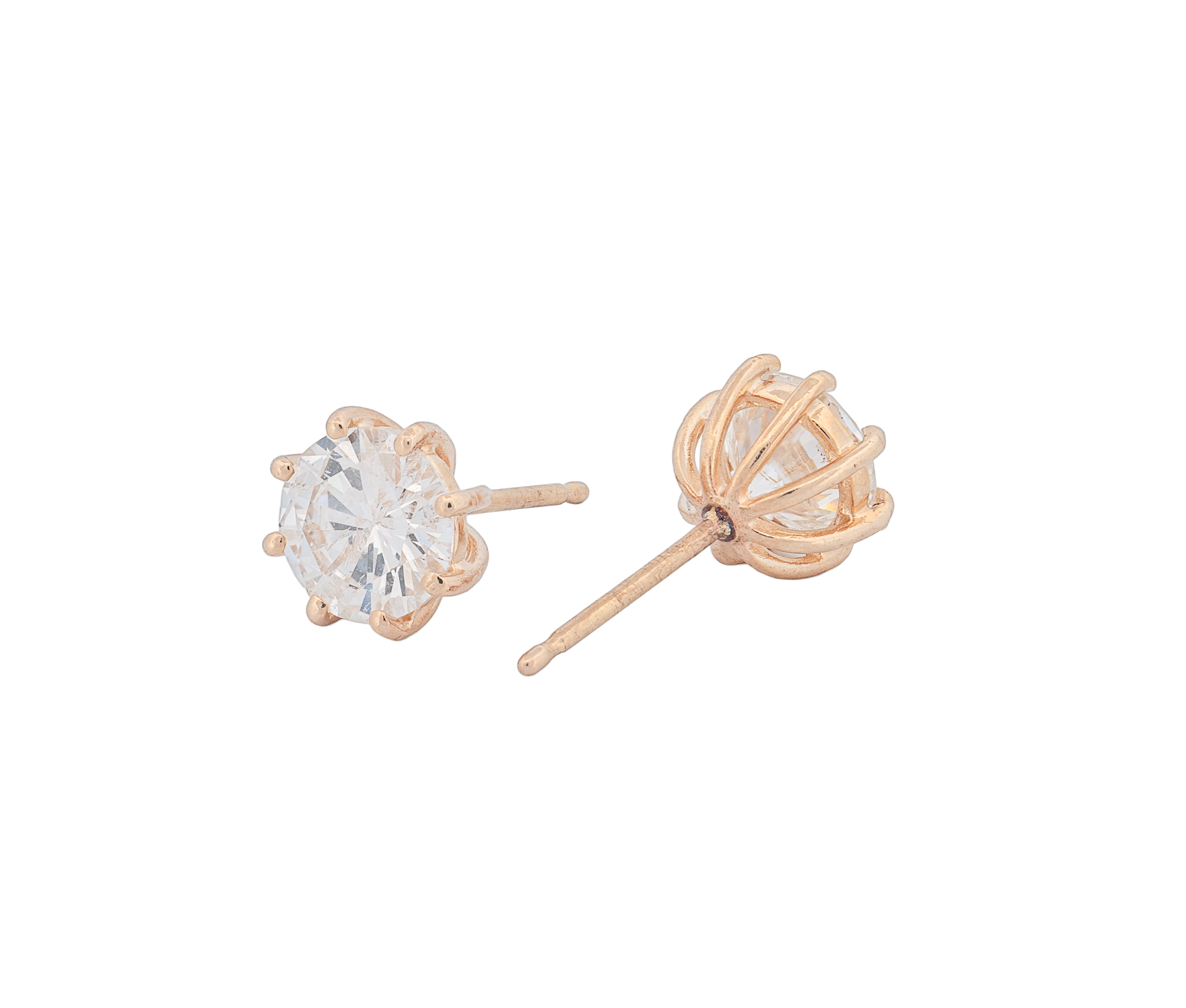 Round Brilliant 1.68 CTW H I2 I I3 GIA Diamond Studs 14K Yellow Gold - Image 2